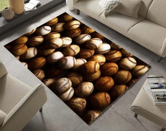 Baseball Rug: Sports Themed Polyester Area Rug