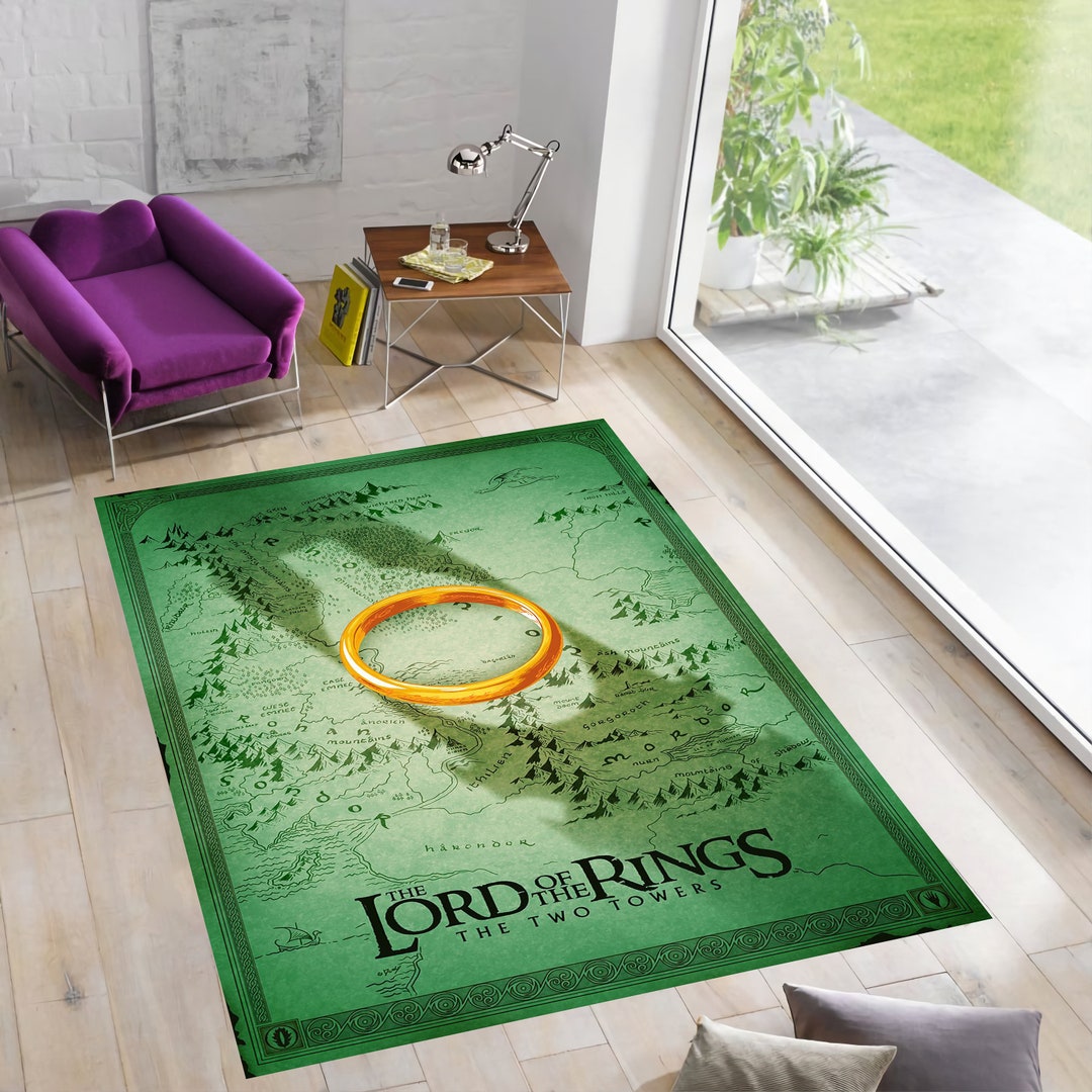 The Two Towers Rug,rings Rug,tolkien Rug,lotr Map Rug,rugs for Living ...