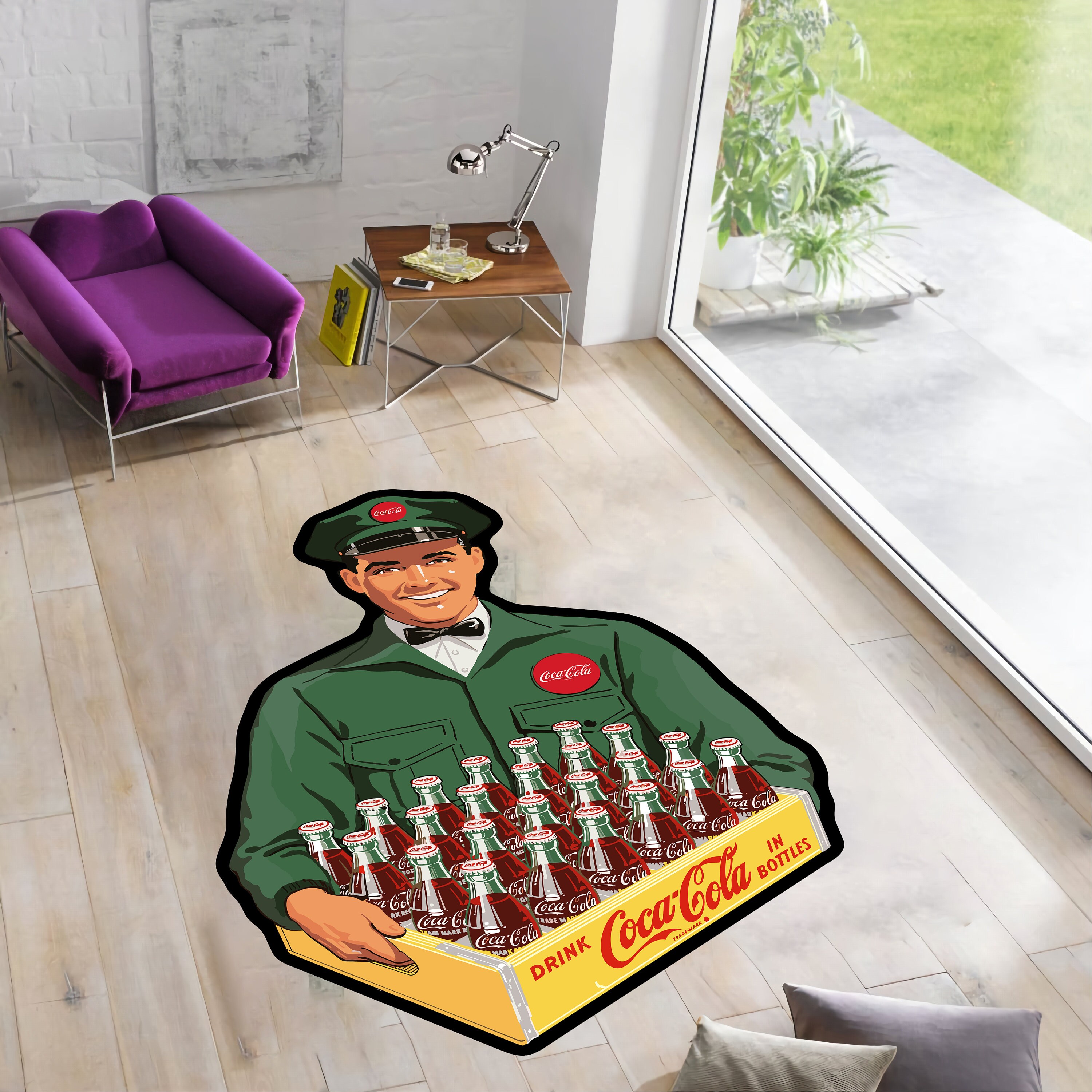 Coca Cola Man Rug: Retro Shaped Polyester Area Rug - Etsy