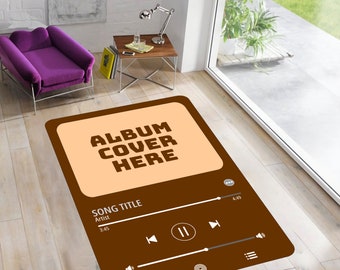 Album Cover Rug,Brown Rug,Favorite Music Album Rug,Personalizable Digital Music Streaming Service App Rug,Area Rugs,Gift for Music Lovers