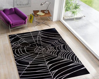 Spider Web Rug For Gothic Room Decor,Spider Web Rug,Gothic Rugs,Dark Academia Rug,Sppoky Spider Decor,Witchy Room Decor,Aesthetic Rugs