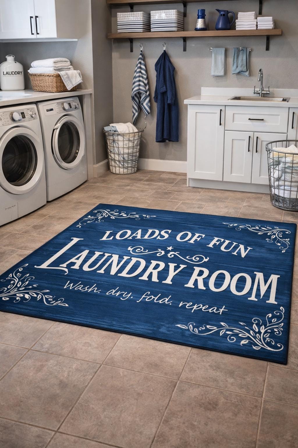 Rustic Laundry Room Rugs Vintage Laundry Room Rug: Non-slip Farmhouse Decor, Retro Design - Etsy