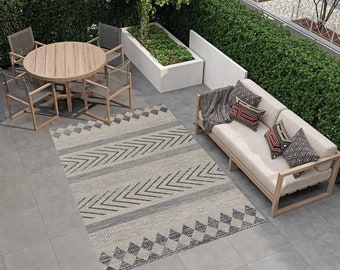 Tappeto da esterno scandinavo a righe: tappetino da patio lavabile