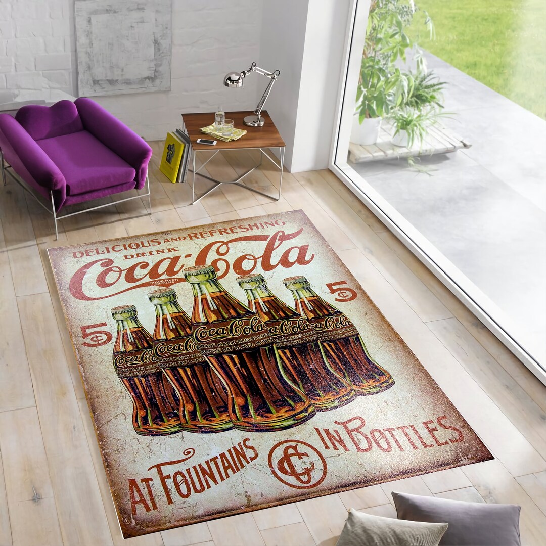 Coca Cola Rug,retro Bottles Rug,coke Design Rug,rugs for Living Room ...