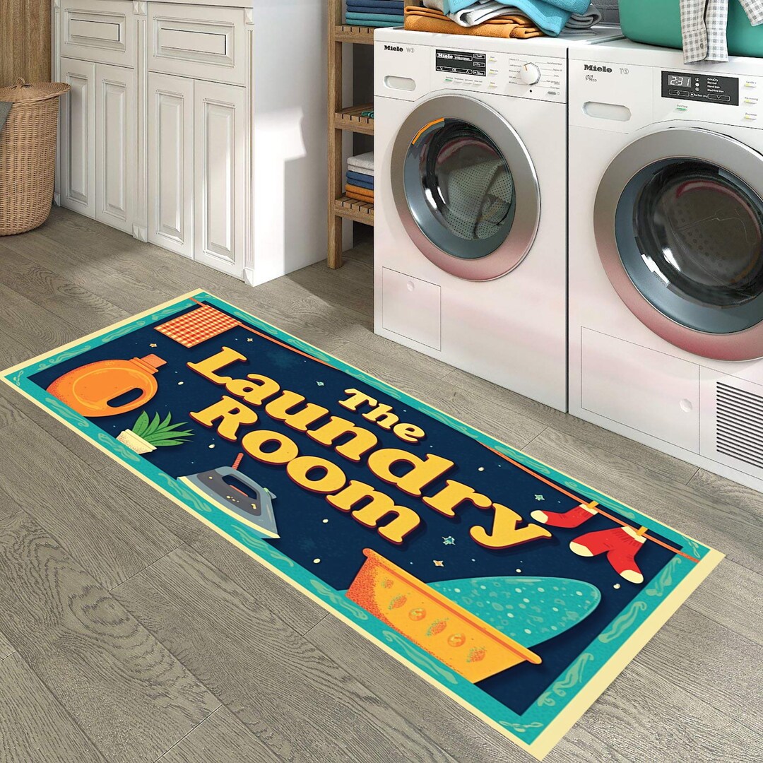 Rustic Laundry Room Rugs Vintage Farmhouse Laundry Room Rug: Non-slip Washable Carpet - Etsy