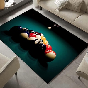 Billiard Balls Rug,Billiards Rug,Billiard Table Rug,Game Room Rug,Game Board Rug,Gift For Billiard Lovers,Washable Rug,Non Slip Rug,Area Rug