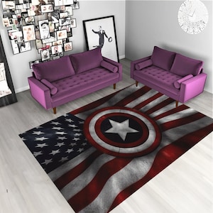 Captain America Rug,American Flag Rug,Marvel Rug,Carpet,Rugs for Living Room,Rugs for Bedroom,Custom Rugs,Area Rugs,Modern Rugs,Popular Rugs