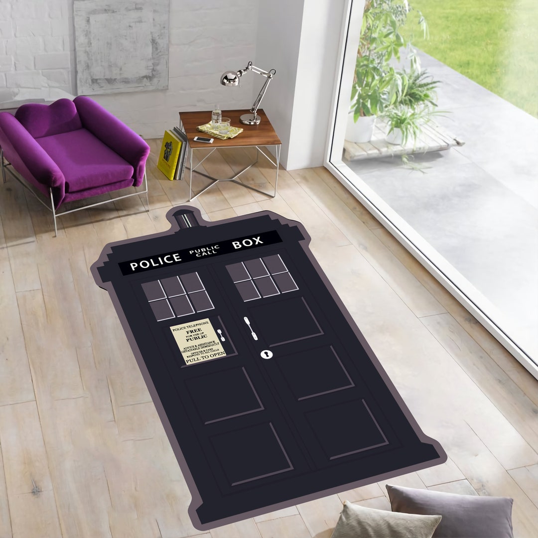 Police Box Rug,tardis Rug,doctor Who Rug,shaped Rugs,black Rug,movie ...