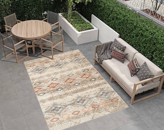 Tappeto da esterno in stile marocchino: decorazione lavabile per patio e giardino