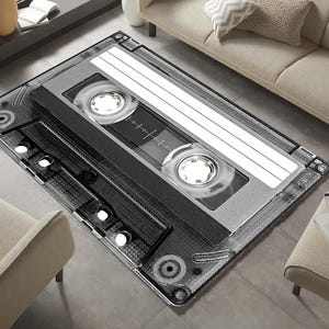 Tape Rug,Personalized Bespoke Cassette Tape Area Rug,Customizable 90s Music Mixtape Printed Mat,Retro Style Throw Rug,Gift for Music Lovers