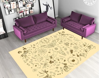 Witchy Aesthetic Rug,Butterfly Rug,Witch Rug,Gothic Rug,Skull Rug,Bat Rug,Skeleton Rug,Gothic Design Rug,Deer Rug,Area Rugs,Modern Rugs,Rugs