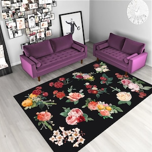 Gothic Flowers Rug,Flowers Rug,Botanical Rug,Floral Rug,Soft Colors Rug,Girls Rug,Custom Rugs,Area Rugs,Birthday Gifts,Personalized Gift