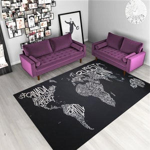 Weltkarte Teppich, Teppich mit Weltkarte, Länderteppich, Teppich für Wohnzimmer, Teppiche nach Maß, Wandteppiche, Geschenk für Sie,