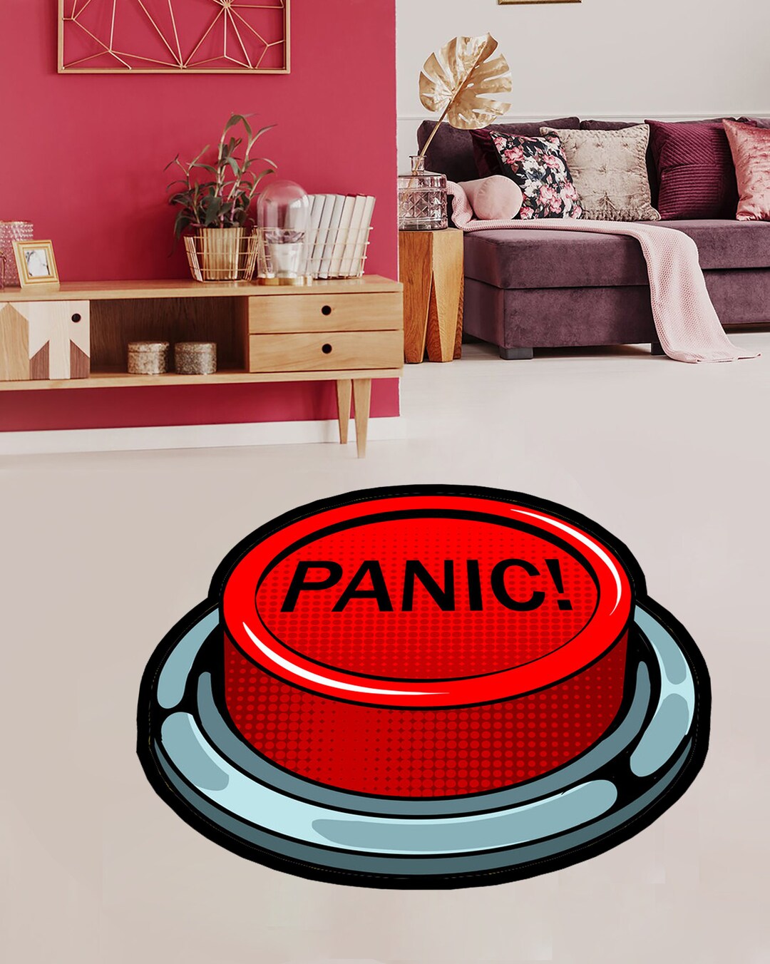 Colorful Button Area Rug Panic Button Rug,pop Art Rug,button Shaped Rug,round Rug,rugs for ...