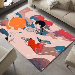 Anime Girl Rug,Anime Rug,Cute Drawing Rug,Cute Art Rug,Designer Rugs,Aesthetic Rug,Kids  Rug,Custom Rugs,Personalizable Area Rugs,Cool Rugs