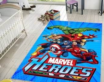 スパイダーマンラグ、ソーラグ、アイアンマンラグ、子供部屋ラグ、子供