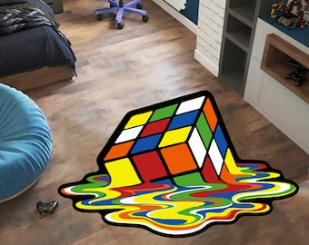 Rubic Cube Teppich,Geist Cube Teppich, Würfelförmiger Teppich, Junges Zimmer Teppich, Geschenk für Freund, Geschenk für Ihn, Individuelle Teppiche, Moderne Teppiche, Moderne Teppiche