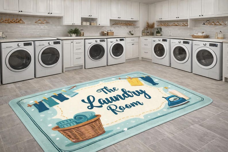 Rustic Laundry Room Rugs Vintage Laundry Room Rug: Farmhouse Decor, Non-slip Washable Carpet - Etsy