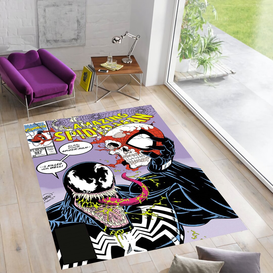 Spiderman Vs Venom Rug: Comic Book Area Rug, Kids Room Decor - Etsy