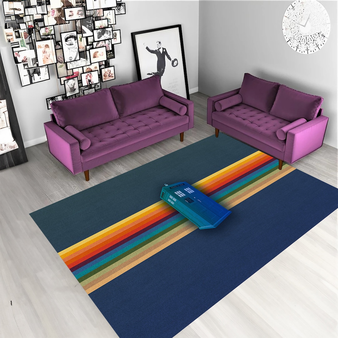Tardis Police Box Rug: Modern Rainbow Area Rug - Etsy