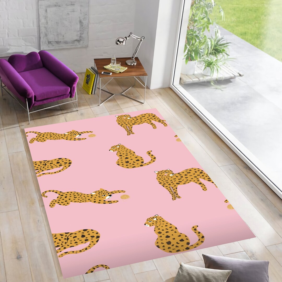 Leopard Rug,pink Rug,leopard Pattern Rug,animal Rug,rugs for Living ...