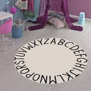 Tapete de alfabeto, tapete de letras, tapete de berçário, tapete de quarto de criança, tapete redondo, tapete redondo, presente para ele, tapetes personalizados, tapetes de área, tapetes populares, presente personalizado