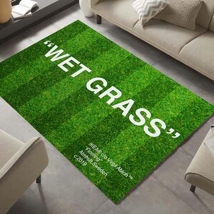 Green Grass Print Rug: Modern Area Carpet