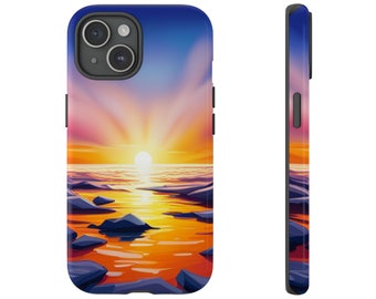 Sunset Serenity iPhone 15 Case – Vibrant Ocean Horizon Design