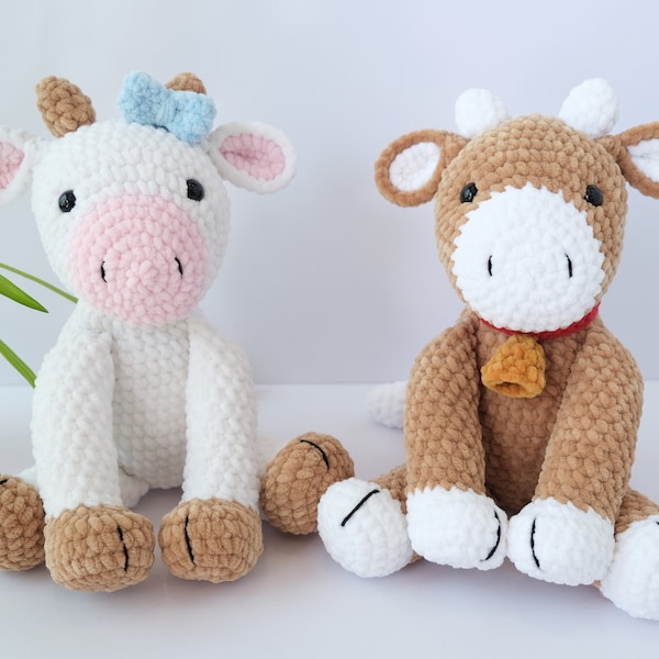 Elsa the Cow - Crochet Pattern, Crochet Cow, Crochet animals, Crochet plush