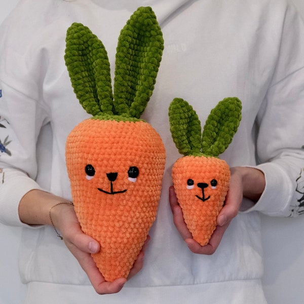 Beginner-Friendly Bunny & Carrot Crochet Pattern Bundle - Regular and Mini Sizes, Easy Amigurumi Plushie, Crochet Plush, Instant Download