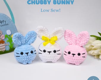 Coniglietto paffuto, cucito a bassa velocità e adatto ai principianti, modello all'uncinetto, coniglietto all'uncinetto, uncinetto pasquale, uncinetto primaverile, amigurumi, animale all'uncinetto