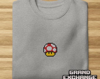 Embroidered Toad Mushroom Sweatshirt | Super Mario Bros Inspired Crewneck | Cozy Retro Mario-Inspired Sweatshirt | Super Mario-Inspired Gift