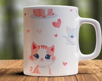 Coffee Mug Cat Lover Mug Kitten Lover Mug Valentines Day Mug Cat Lady Mug Valentine's Day Mug Valentine Day Mug Coffee Lover Mug