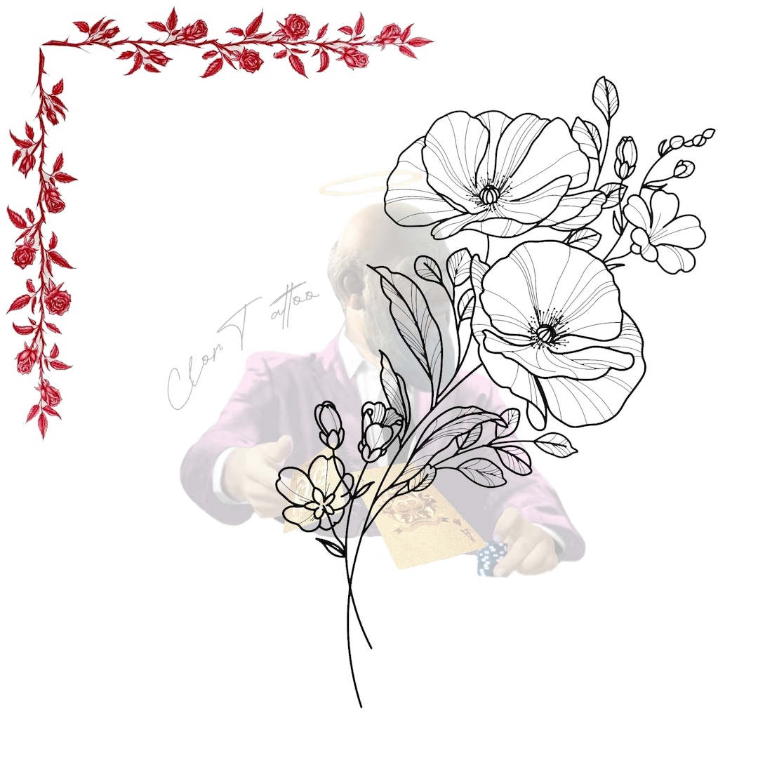 Poppy Flower Fineline Art Tattoo Model - Etsy
