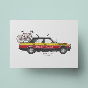 Équipe du Tour de France Raleigh, véhicule d'assistance Mercedes 123 - Impression artistique du Tour de France