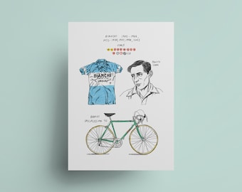Fausto Coppi, Bianchi Cycling Team - Tour De France Art Print
