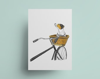 Dog In Bike Basket - Cycling Lifestyle Art Print