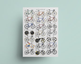 Iconic Road and Track Bikes - Cycling Art Print