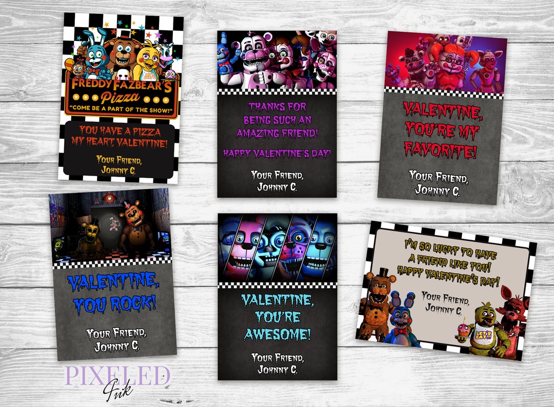 Five Nights at Freddy's FNAF Valentine's Day Cards Printable File - Etsy