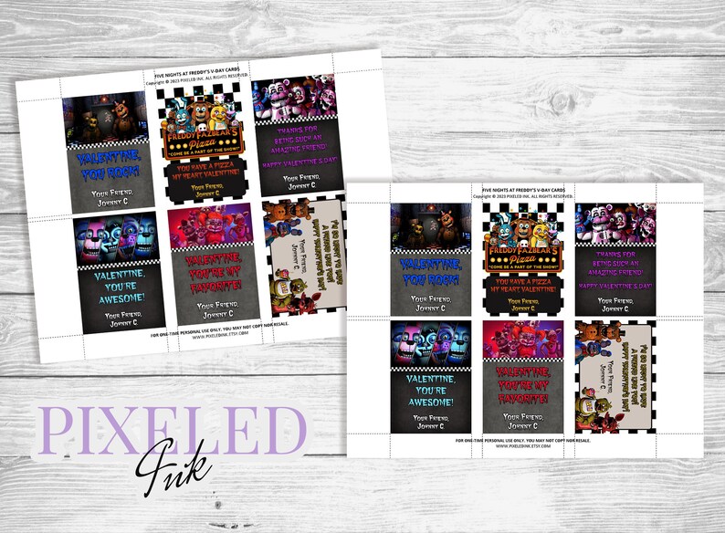 Five Nights at Freddy's FNAF Valentine's Day Cards Printable File - Etsy