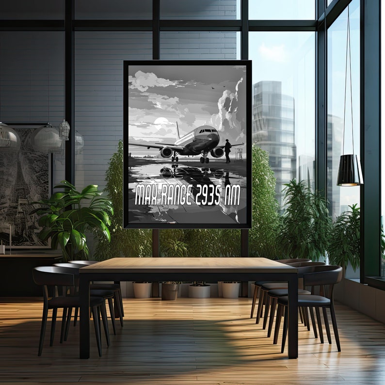 Aviation Art FRAMED Canvas Wall Poster Illustration Airplane Airline