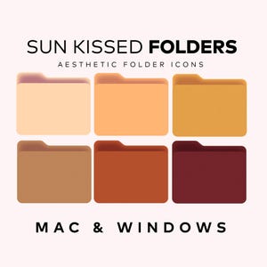 6 Desktop Folder Icons Pack, Mac book Folder Icons, Terracota Boho Golden Sun Student Trendy Folder Icons Desktop Organizer Cute PNG Icons