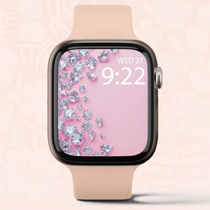 Sfondo Apple Watch, diamanti di lusso scintillanti pietre preziose Apple Watch quadrante digitale quadrante femminile quadrante estetico quadrante rosa ricco