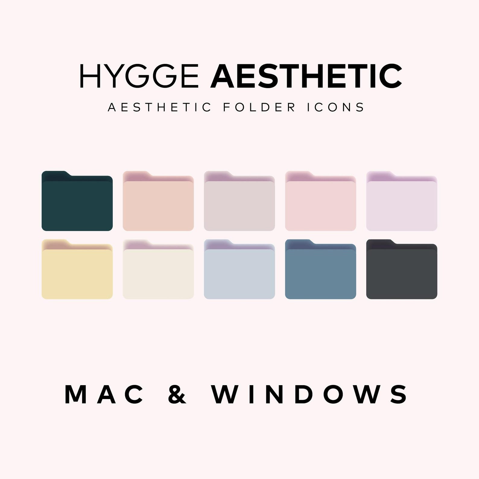 10 Desktop Folder Icons Pack, Hygge Neutral Scandinavian Color Palette ...