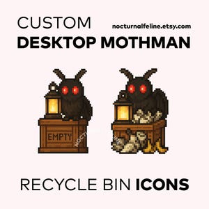 Iconos de escritorio de la papelera de reciclaje de Mothman Cryptid