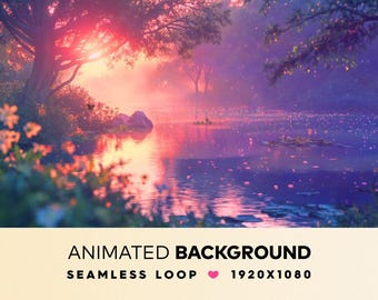 Animierter Serene Pond Bach Hintergrund | Cosy Lofi Overlay MP4 Digitaler Download