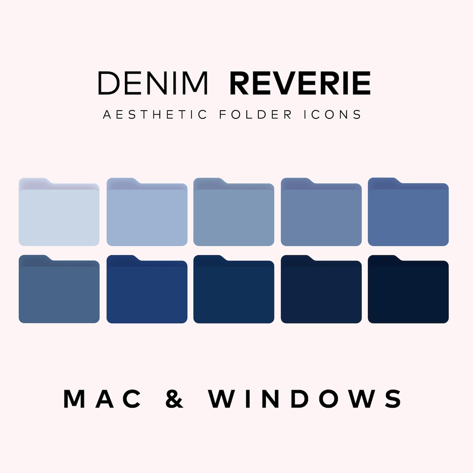 10 Desktop Folder Icons Pack, Elegant Blue Denim Color Palette Imac ...