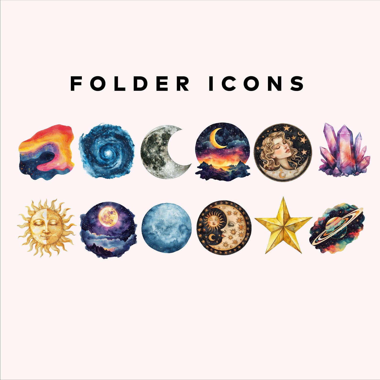 22 Desktop Folder Icons Pack, Mac Win Folder Icons, Cosmic Energy Icons ...