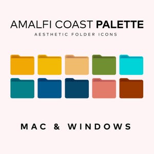 10 Desktop Folder Icons Pack, Mac book Amalfi Coast Summer Bright Colors Folder Icons Customizable Desktop Icons Laptop Organizer