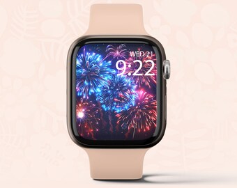 Apple Watercolor Watch Wallpaper, Celebration Fireworks Apple Watch  Digital Watch Face, 4th July Watch Face, Aesthetic Watch Face, NYE